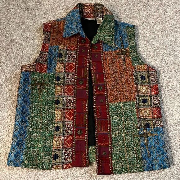 Vintage Chico’s Patchwork Vest - Picture 1 of 6